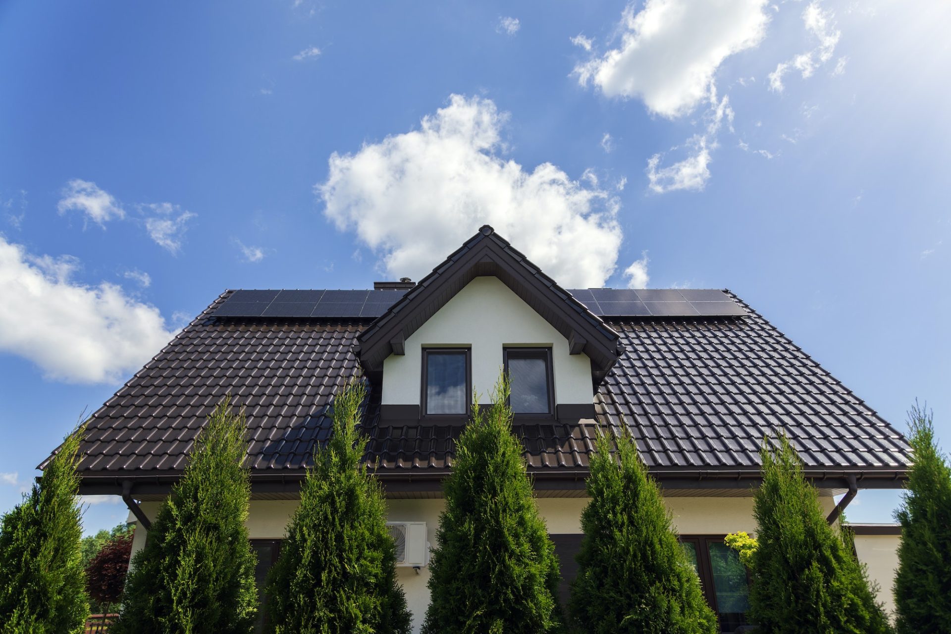 Photovoltaic panels on the house roof
