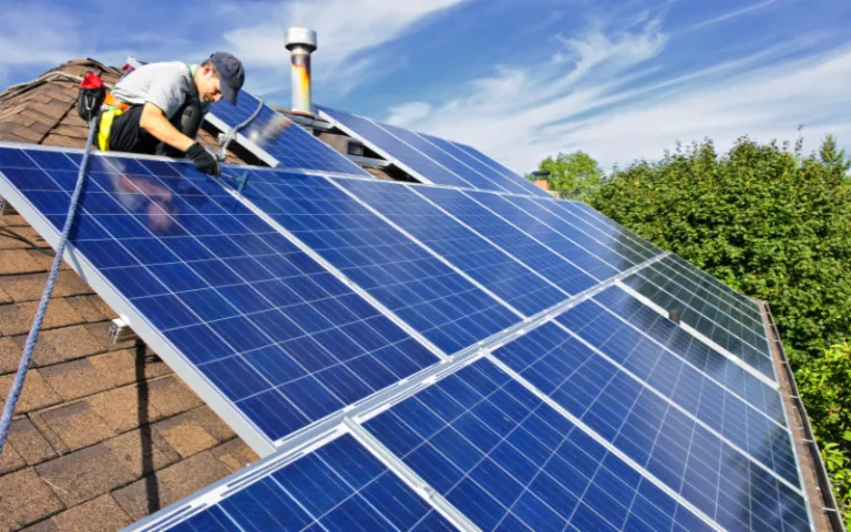 solar panels on the roof