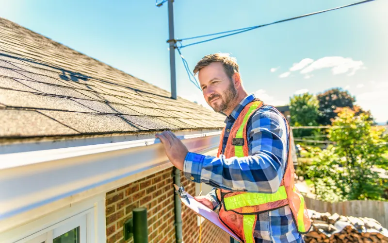 man repairing roof