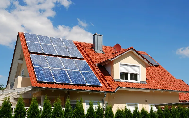 solar panels on the roof