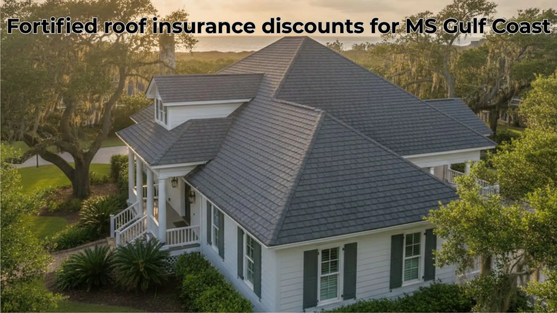 Fortified roof on a Mississippi Gulf Coast home showing storm-resistant construction and insurance discount protection.