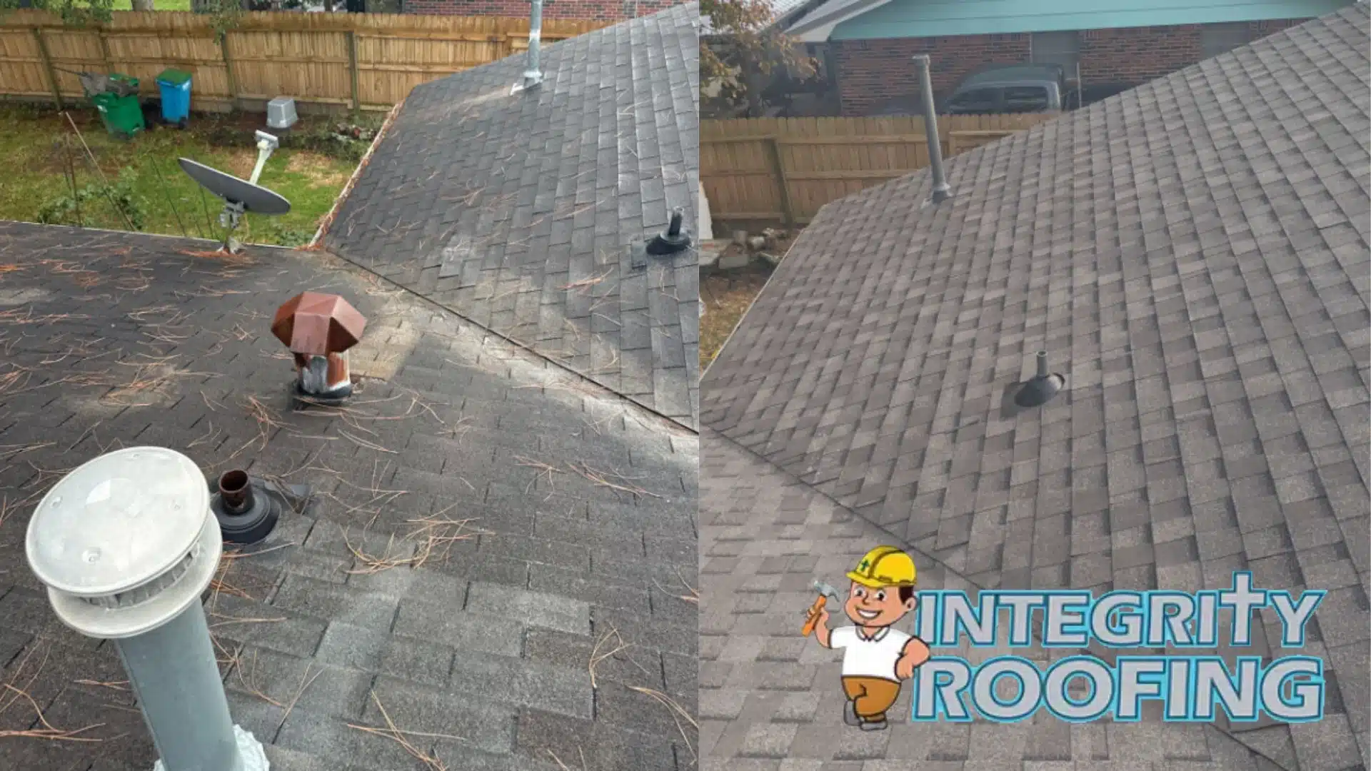 Before and after roof replacement in Gulfport MS showing upgraded shingle system and ventilation improvements by certified Fortified roofing contractor